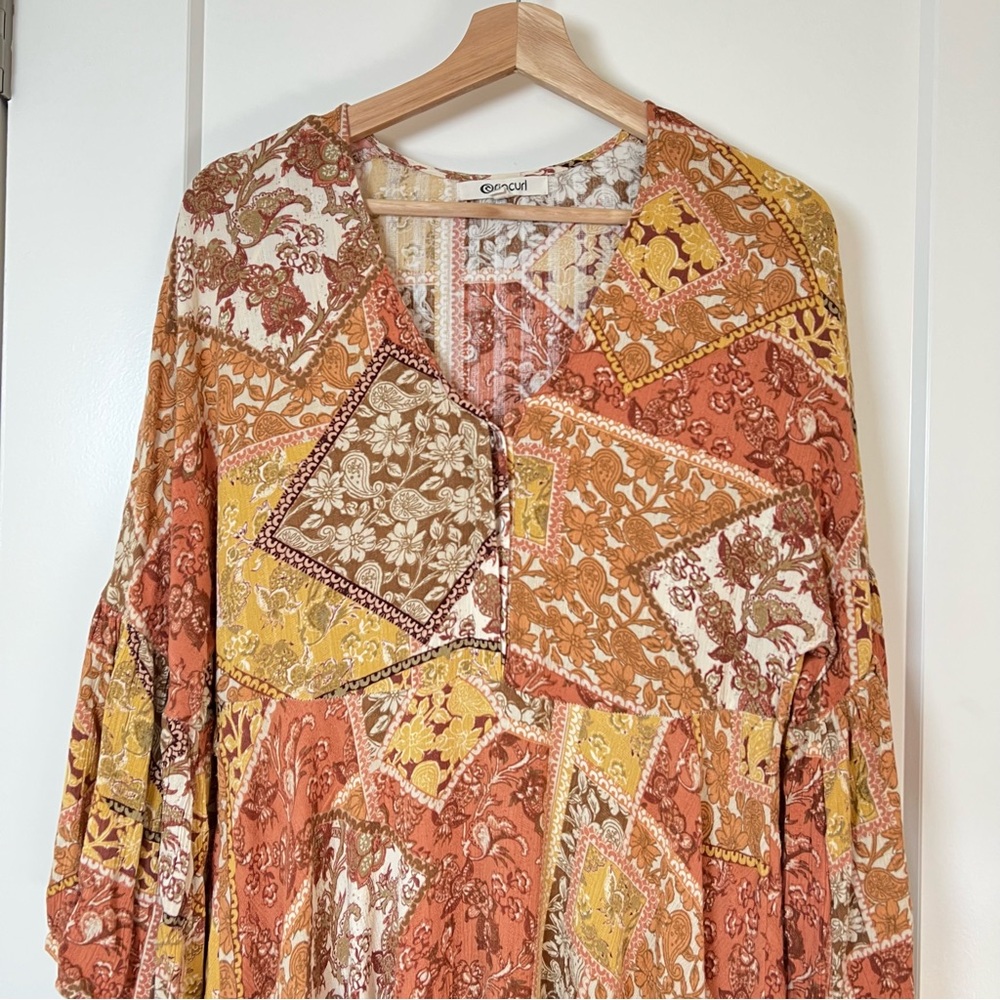 Rip Curl Oversized Boho Floral Patchwork Flowy Dr… - image 3